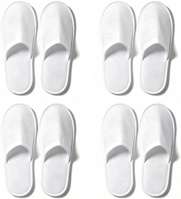 Disposable Guest Slippers, 4 Pairs Individually Packaged – White, Soft, Universal for Hotel, Spa, Travel, Party & Home