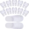 24 Pairs Disposable Spa Slippers, White, Closed Toe