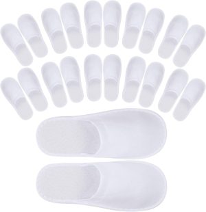 24 Pairs Disposable Spa Slippers, White, Closed Toe