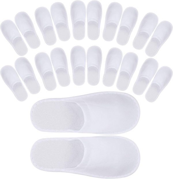 24 Pairs Disposable Spa Slippers, White, Closed Toe