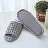 Open Toe Cotton Waffle Slippers – Non-Slip, Lightweight, Breathable, Washable