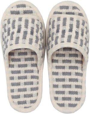 Cotton Waffle Open Toe Slippers – Non-Slip, Lightweight, Washable, Made in Korea