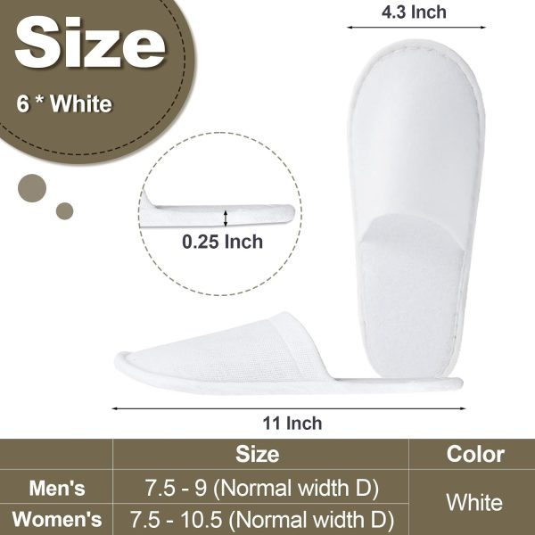 Disposable Guest Slippers, 6 Pairs White