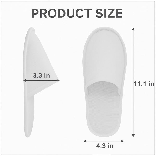 24 Pairs Disposable Guest Slippers – Soft Fleece, Individually Wrapped, White