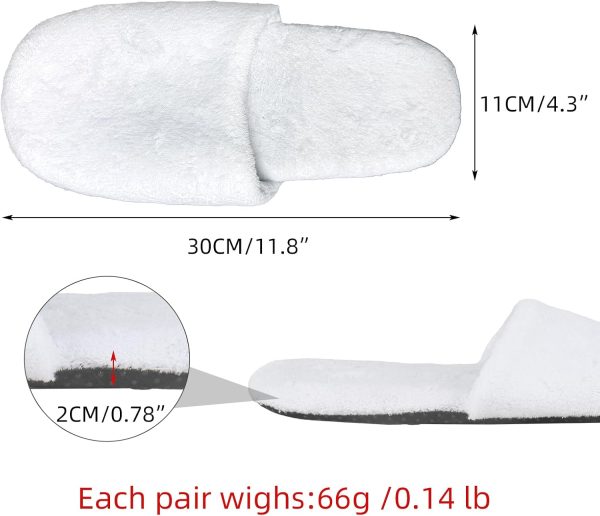 6 Pairs Ultra-Soft Hotel Slippers, Non-Slip Washable Guest Slippers, Individually Wrapped Cotton SPA Slippers