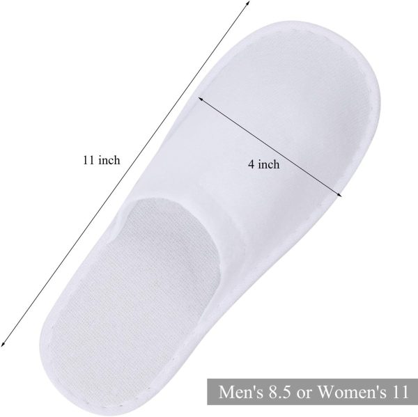 24 Pairs Disposable Spa Slippers, White, Closed Toe