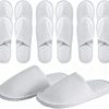 6 Pairs Disposable Guest Slippers, White, Individually Wrapped