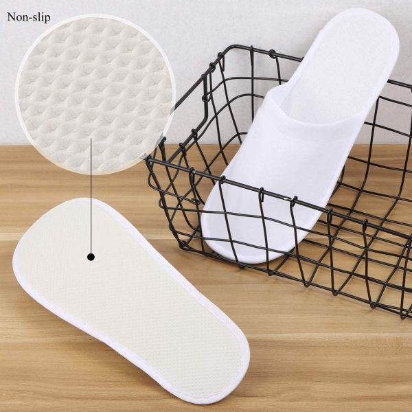 24 Pairs Disposable Spa Slippers, White, Closed Toe