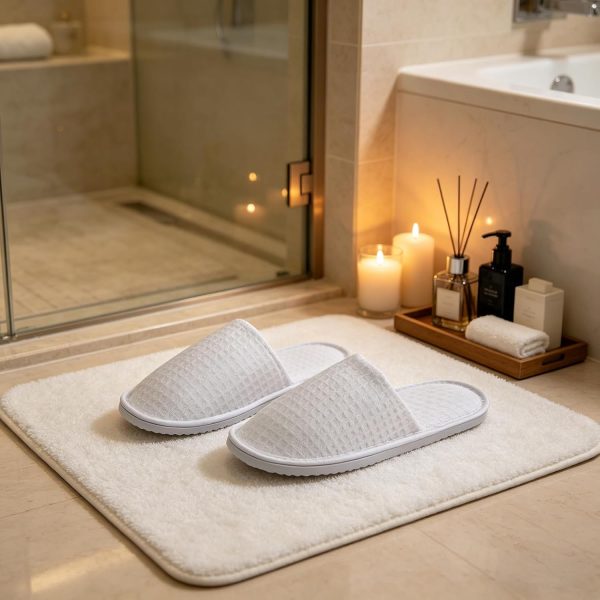 6 Pairs Disposable Guest Slippers, White, Individually Wrapped