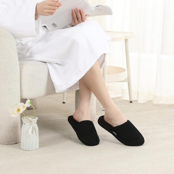 3-Pack Cotton Terry Closed-Toe Slippers for Women – Washable, Foldable for Travel & Guests
