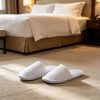6 Pairs Disposable Guest Slippers, White, Individually Wrapped