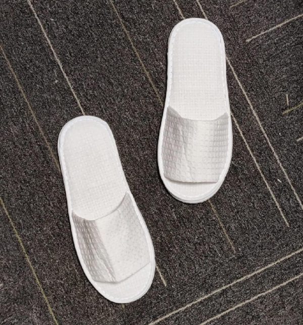 White Waffle Spa Slippers for Men & Women – 4 Pairs, Non-Disposable