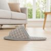 Open Toe Cotton Waffle Slippers – Non-Slip, Lightweight, Breathable, Washable