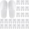 24 Pairs Disposable Guest Slippers – Soft Fleece, Individually Wrapped, White