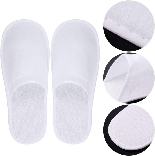 24 Pairs Disposable Spa Slippers, White, Closed Toe