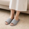 Open Toe Cotton Waffle Slippers – Non-Slip, Lightweight, Breathable, Washable