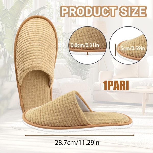 1-Pair Non-Slip Spa Slippers – Washable, Reusable Guest Slippers, Beige