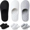 3-Pack Cotton Terry Closed-Toe Slippers for Women – Washable, Foldable for Travel & Guests